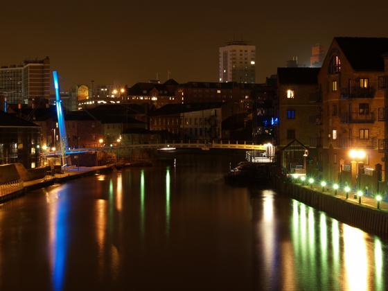Riverside Leeds by night